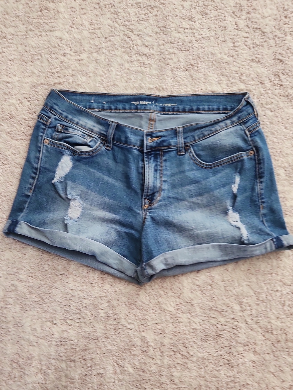 Old NAVY Denim Roll-Cuff Distressed Women’s Shorts - Blue